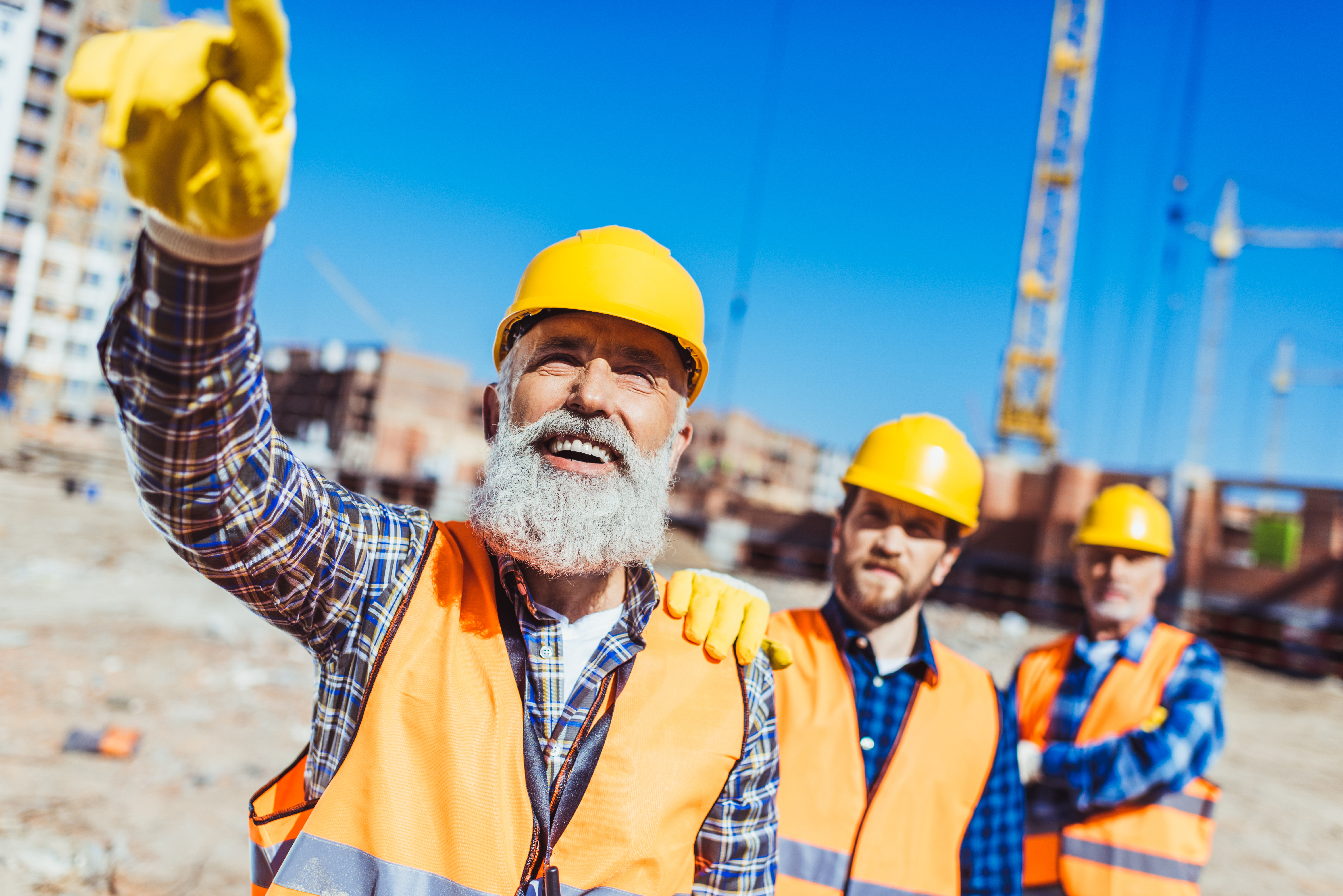 Construction foreman directing work