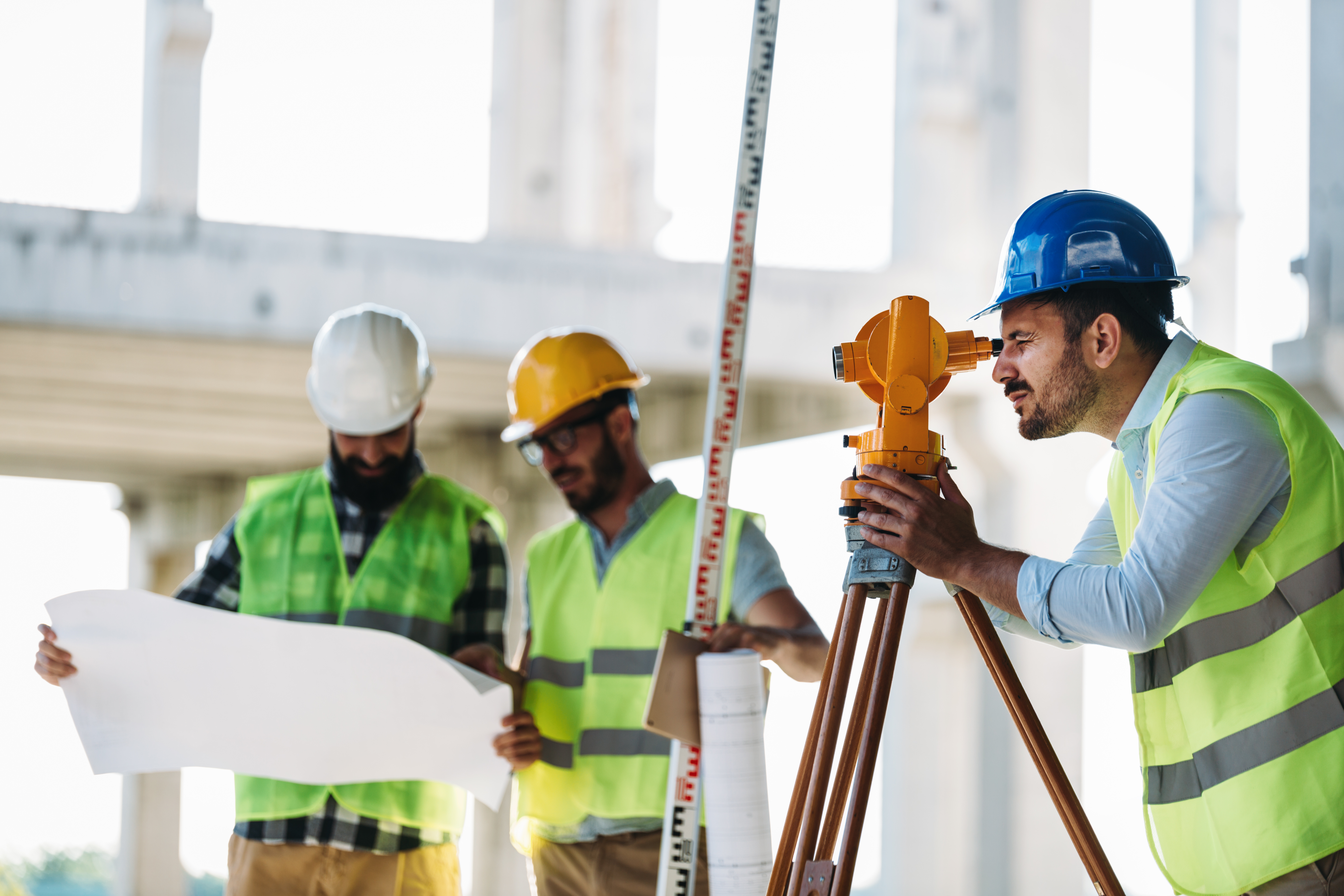 Construction engineers working